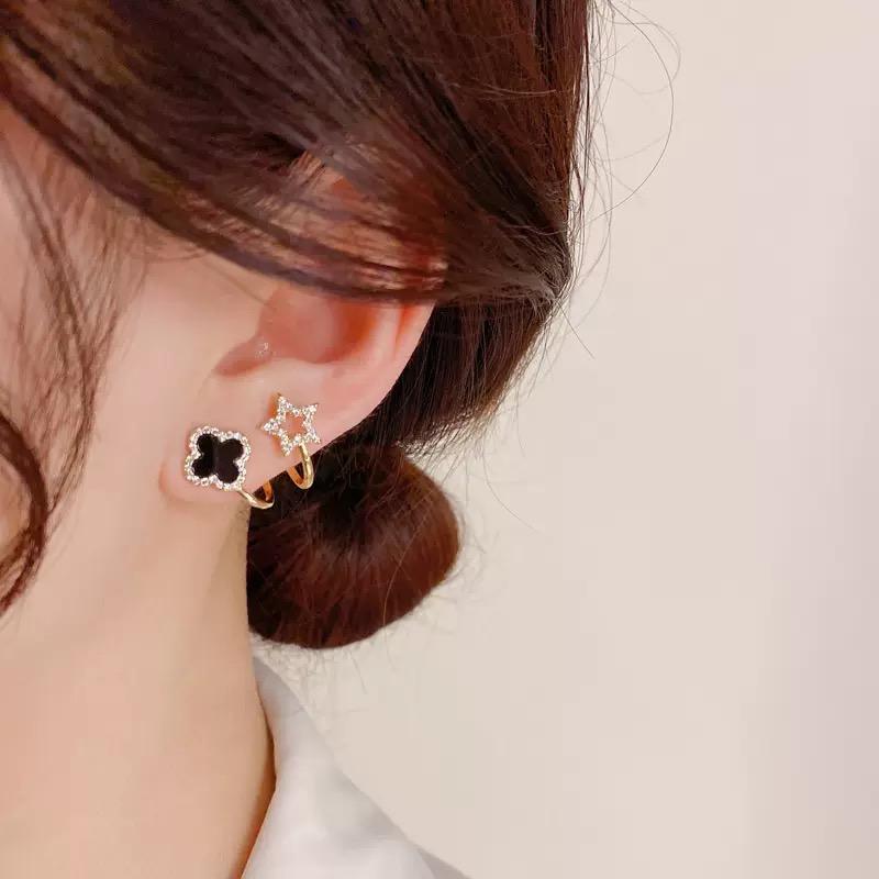 Crystal Clover Stud Earrings S925