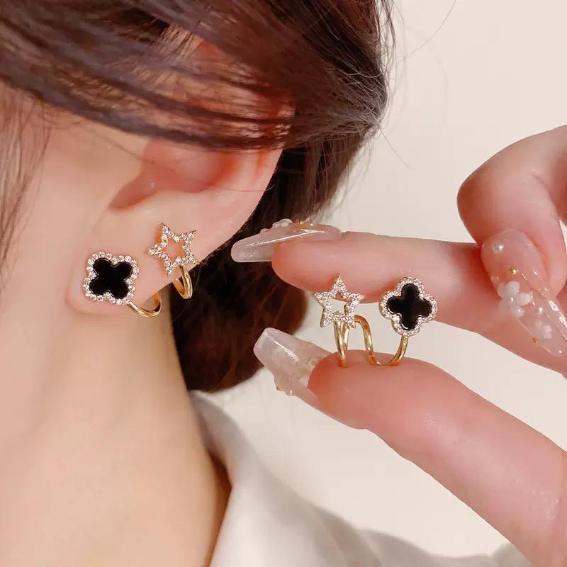 Crystal Clover Stud Earrings S925
