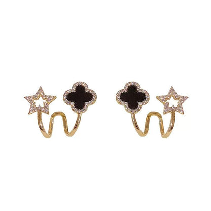 Crystal Clover Stud Earrings S925